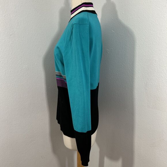 Per Se‎ Sweater Womens Large Colorblock Pullover Preppy Y2K 90s - Picture 2 of 8